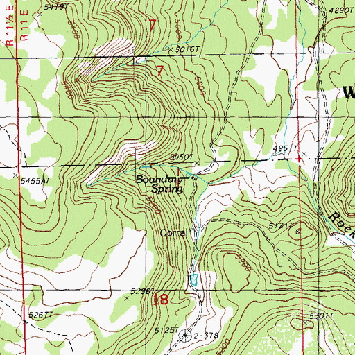 Topographic Map of Boundary Spring, OR