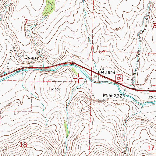 Topographic Map of Bridge Creek, OR