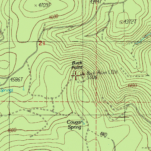 Topographic Map of Buck Point, OR