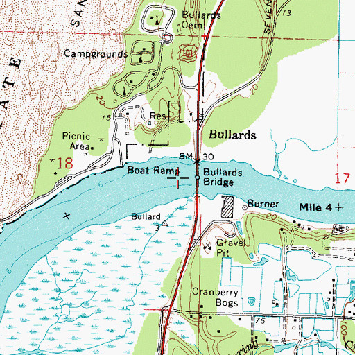 Topographic Map of Bullards Bridge, OR