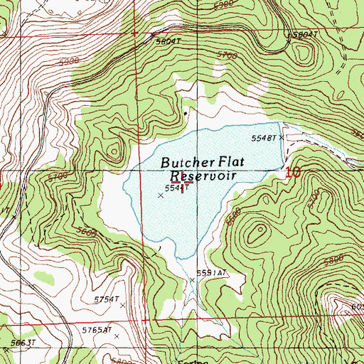 Topographic Map of Butcher Flat Reservoir, OR