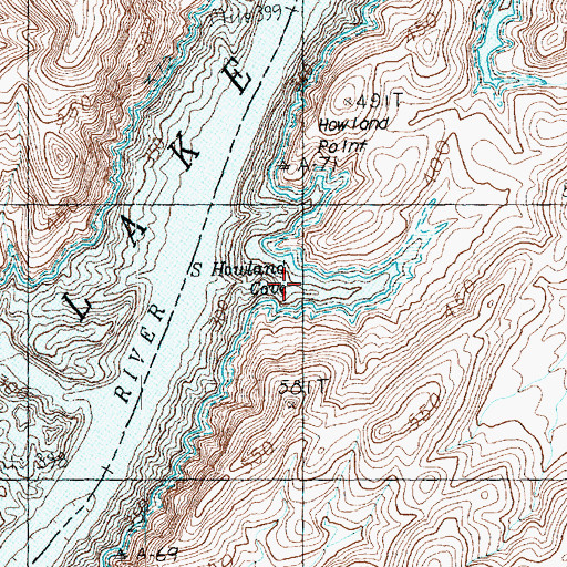Topographic Map of South Howland Cove, AZ