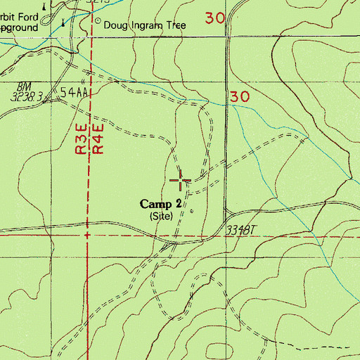 Topographic Map of Camp Two, OR