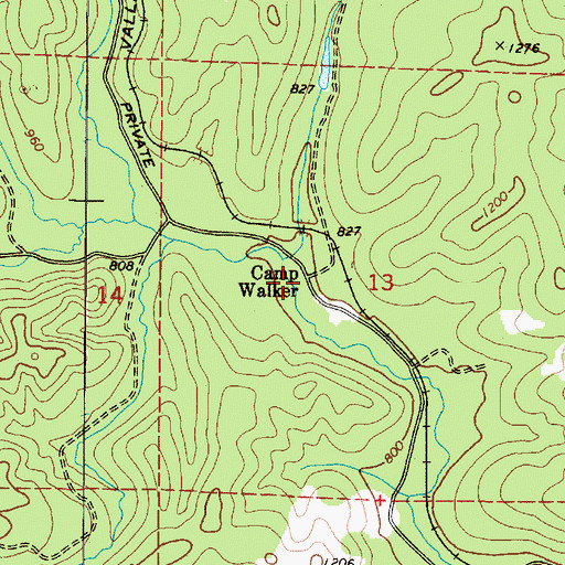 Topographic Map of Camp Walker (historical), OR