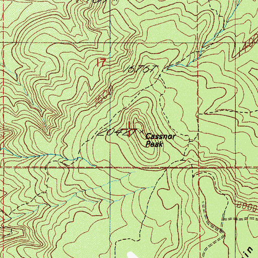 Topographic Map of Cassnor Park, OR