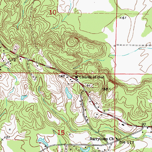 Topographic Map of Church of God, AL