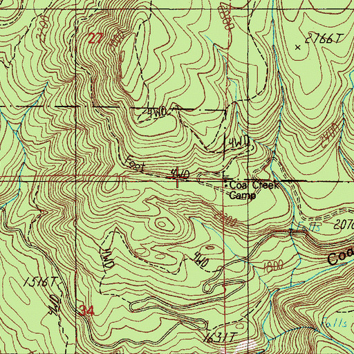 Topographic Map of Coal Creek Camp, OR