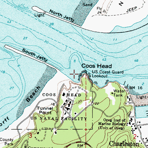Topographic Map of Coos Head, OR