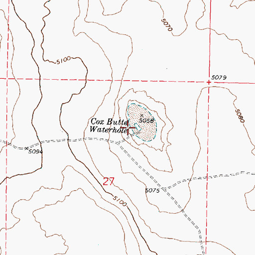 Topographic Map of Cox Butte Waterhole, OR