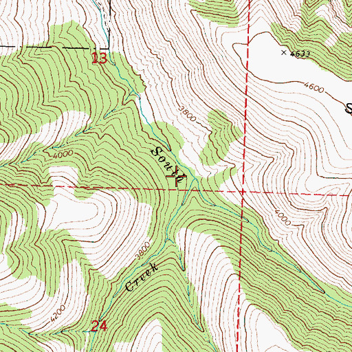 Topographic Map of Crazy Creek, OR