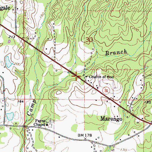 Topographic Map of Dixon Mills Church of God Pentecostal, AL