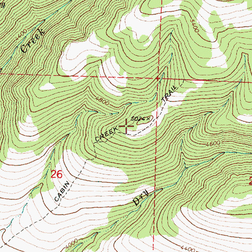 Topographic Map of Dry Cabin Creek Trail, OR