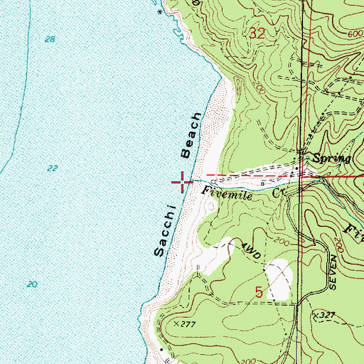 Topographic Map of Fivemile Creek, OR