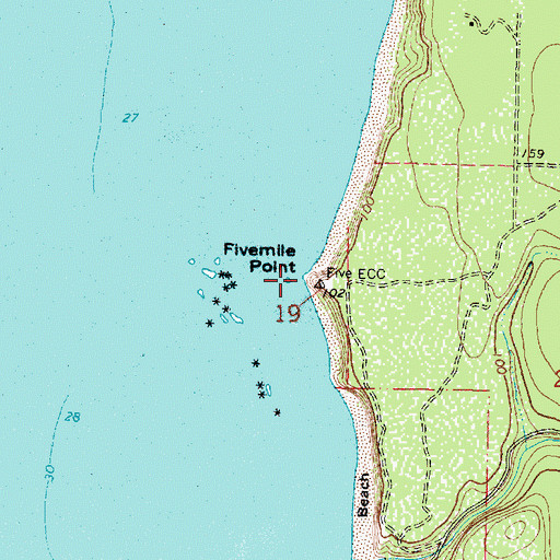Topographic Map of Fivemile Point, OR