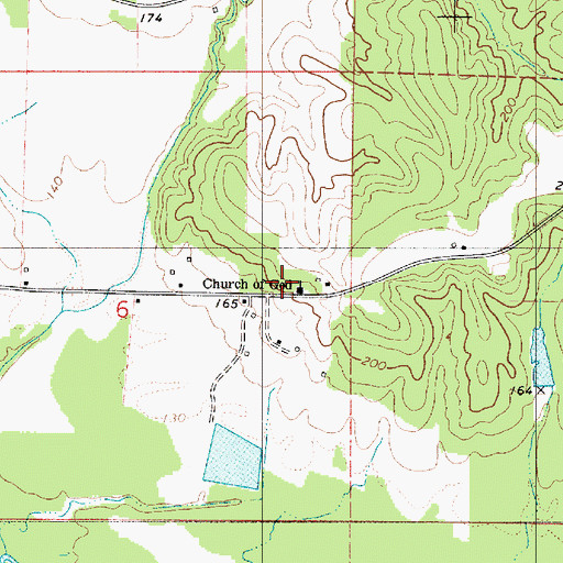 Topographic Map of Church of God, AL