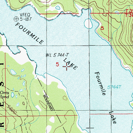 Topographic Map of Fourmile Lake, OR