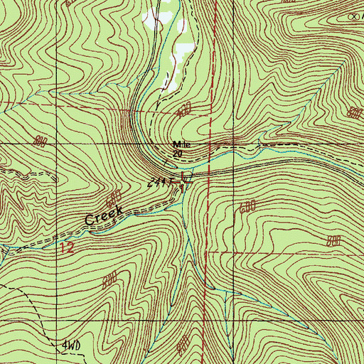 Topographic Map of Fox Creek, OR