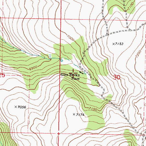 Topographic Map of Glen Brown Place, OR