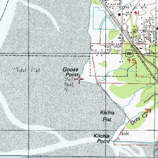 Topographic Map of Goose Point, OR