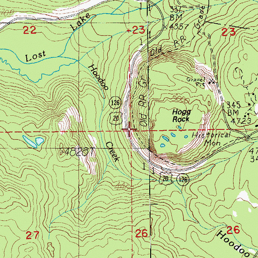 Topographic Map of Hogg Rock, OR
