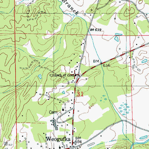 Topographic Map of Church of God, AL