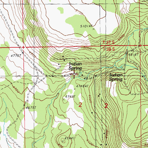 Topographic Map of Indian Spring, OR