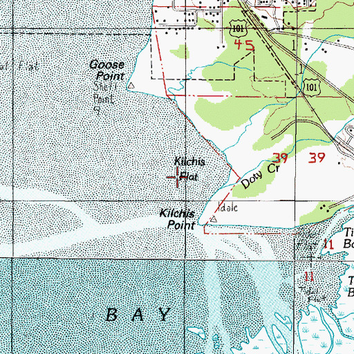 Topographic Map of Kilchis Flat, OR