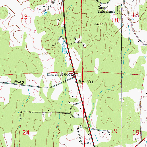 Topographic Map of Church of God, AL