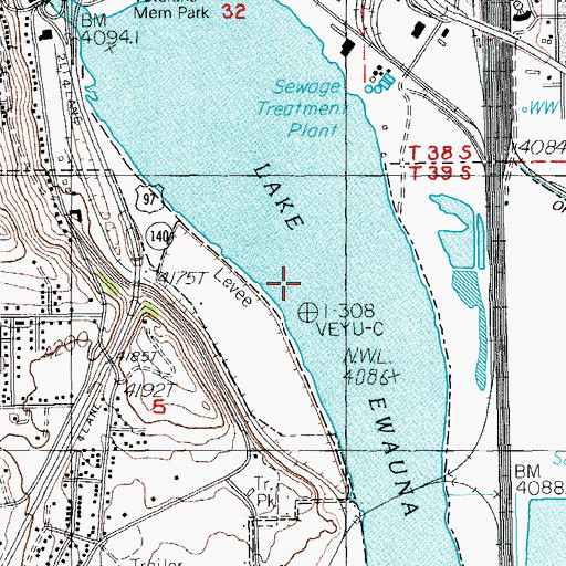 Topographic Map of Lake Ewauna, OR