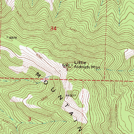 Topographic Map of Little Aldrich Mountain, OR