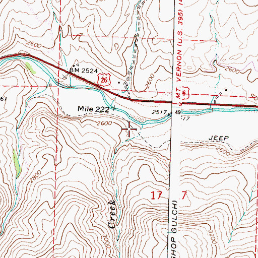Topographic Map of Little Bridge Creek, OR