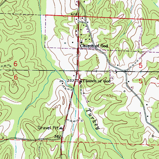 Topographic Map of Church of God, AL