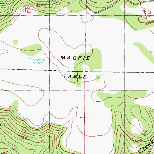 Topographic Map of Magpie Table, OR