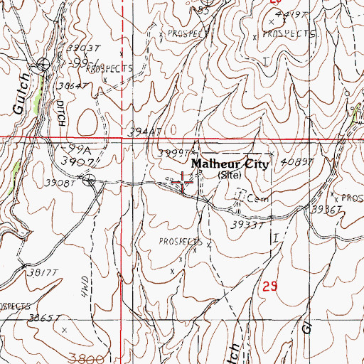 Topographic Map of Malheur City (historical), OR