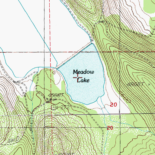 Topographic Map of Meadow Lake, OR