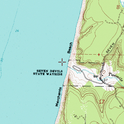 Topographic Map of Merchants Beach, OR