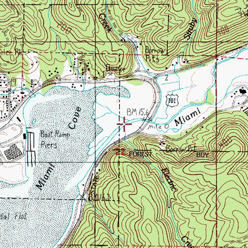 Topographic Map of Miami River, OR