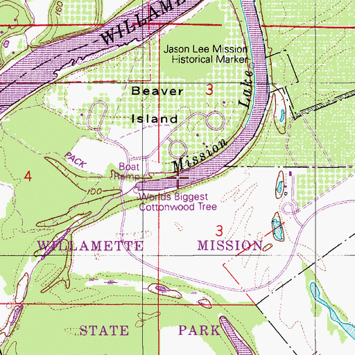 Topographic Map of Mission Lake, OR
