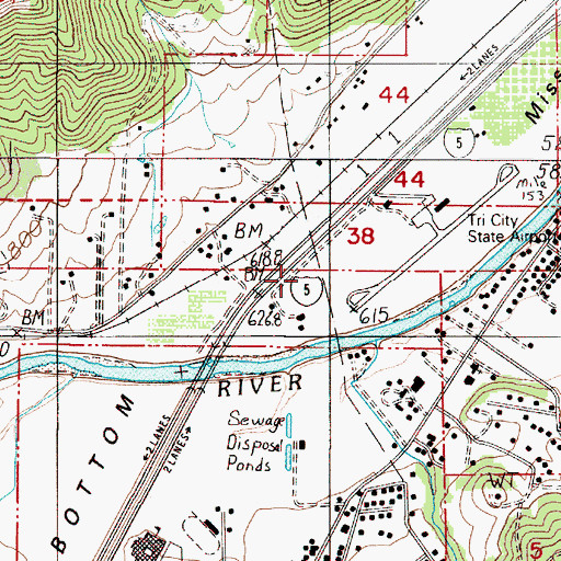 Topographic Map of Missouri Bottom, OR