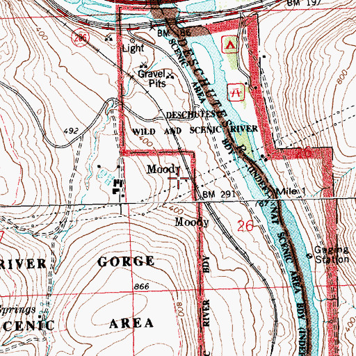 Topographic Map of Moody, OR