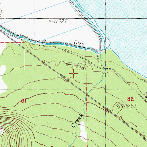 Topographic Map of Moss Creek, OR