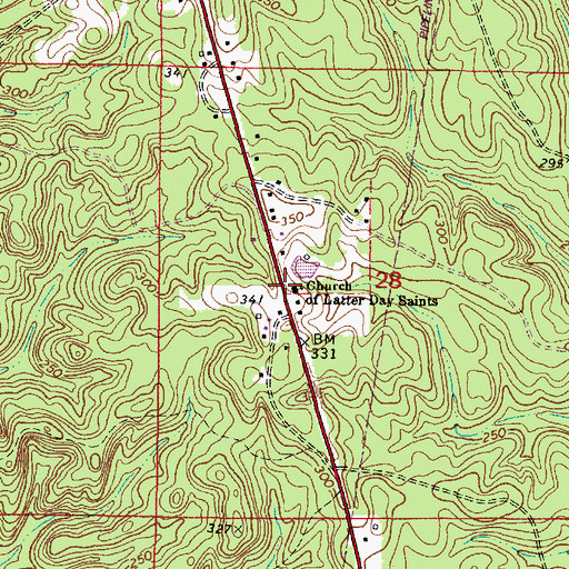 Topographic Map of The Church of Latter Day Saints, AL