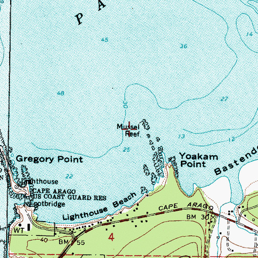 Topographic Map of Mussel Reef, OR