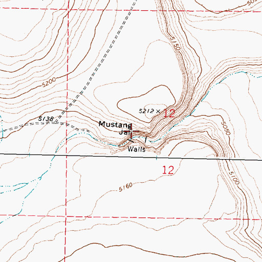 Topographic Map of Mustang Jail, OR