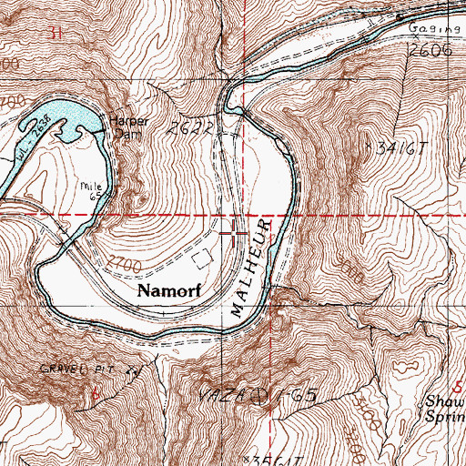 Topographic Map of Namorf (historical), OR