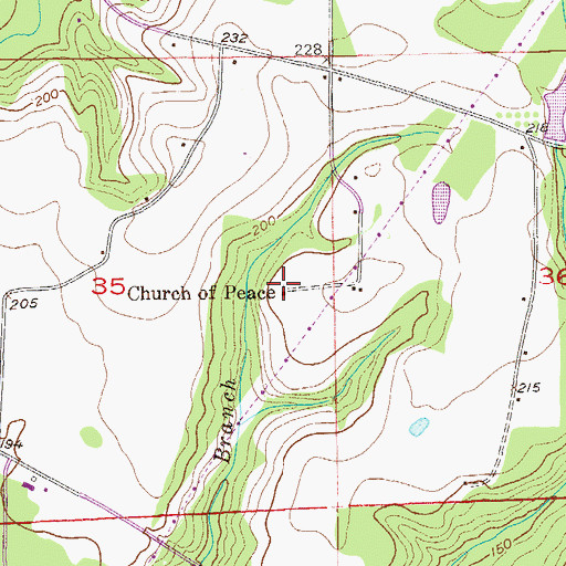 Topographic Map of Church of Peace, AL