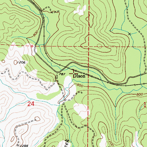 Topographic Map of Olson (historical), OR