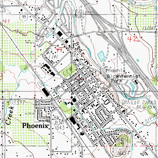 Topographic Map of Phoenix, OR