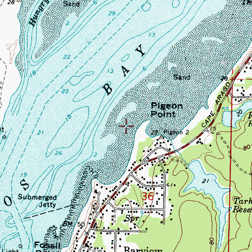 Topographic Map of Pigeon Point, OR