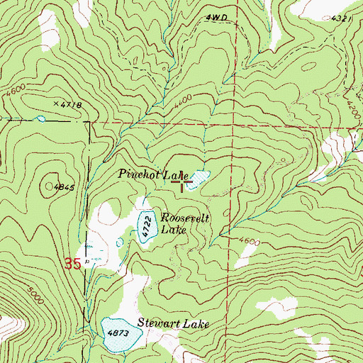 Topographic Map of Pinchot Lake, OR